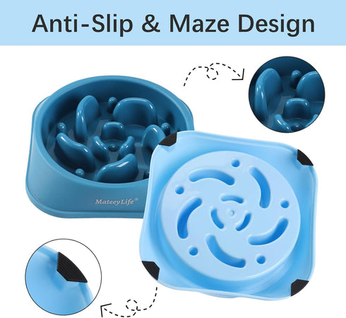 MateeyLife Slow Feeder Dog Bowls 2PCS, Anti-Choking Puzzle Dog Food Bowls, Anti-Slip Interactive Dog Feeding Bowls Slow Down Eating, Bloat Stop Ma...