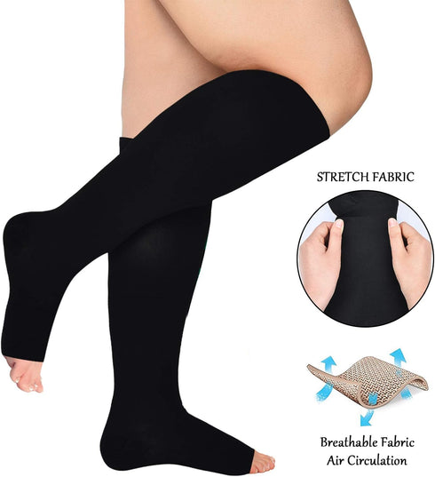 Extra Wide Calf Compression Socks Toeless for WomenMen 20-30mmHg Plus Size...
