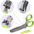 Herbal Scissors Stainless Steel 5 Blade Kitchen Scissors Mince Fresh Herbs & Leafy Greens Kitchen Gadgets Herb Cutter whit Cleaning Comb (Green)...