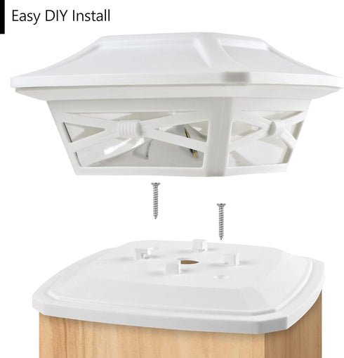 Davinci Lighting Flexfit Solar Outdoor Post Cap Lights - Includes Bases for 4x4 5x5 6x6 Wooden Posts - Bright LED Light - Pearl White (1 Pack)...