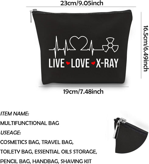 WCGXKO X-ray Tech Gift Live Love X-Ray Zipper Pouch Makeup Bag Radiology Tech Graduation Gift (Live Love X-Ray)...
