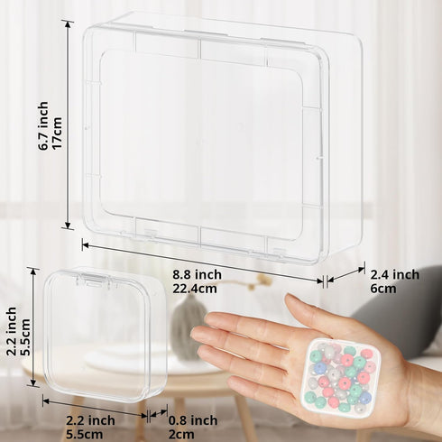Mathtoxyz Bead Organizer Box, 31Pcs Small Bead Organizers and Storage Plastic Cases Mini Clear Bead Storage Containers Boxes with Hinged Lid and R...