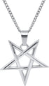 Stainless Steel Inverted Pentagram Inverted Star Pentacle Necklace and Pendant...