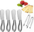 Charcuterie Board Accessories Set,14-Piece Cheese and Butter Spreader Knives & Serving Tongs,Wooden Handle Cocktail Knives...
