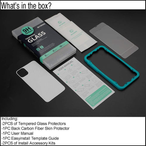 Ibywind Screen Protector For iPhone 11 Pro Max/XS MAX,with 2Pcs Tempered Glass,1Pc Camera Lens Protector,1Pc Backing Carbon Fiber Film [Fingerprin...