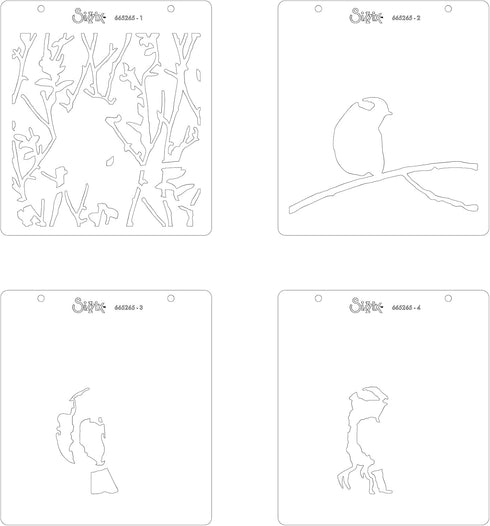 Sizzix Layered Reusable Crafts 4PK Bird & Branches by Olivia Rose | 665265 | Chapter 4 2022 Stencils, Mulitcolour...