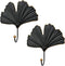 Iron Single Hooks Modern Leaf Decoration Style for Room Wall Mounted Decoration, Coats, Hats, Handbags Scarves Hanging, Home Decor 2pcs (6in Black...