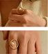 Opening 18K Gold Plated Stackable Bands Ring for Women, Eternity Ring with Shell Pearl, Cubic Zirconia engagement rings vintage gold ring pearl we...