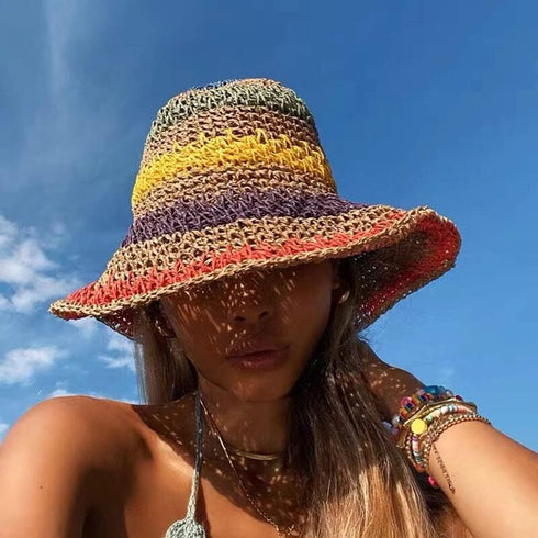 Sun Hat Womens Summer Packable Bucket Hats Boho Beach Straw for Women UV Protection Cute Foldable Cap for Ladies Girls...