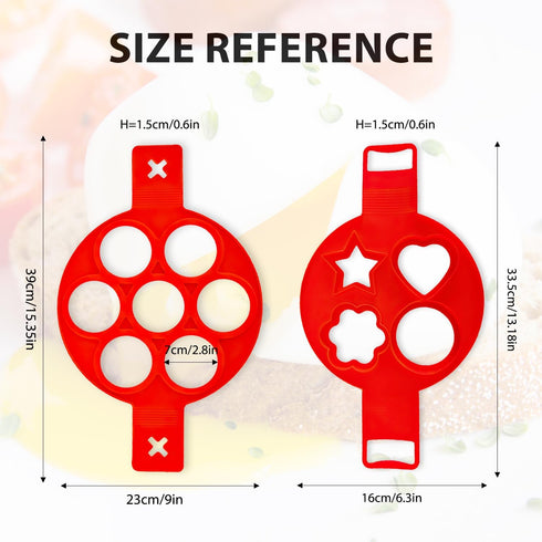 Flip Cooker Pancakes Mold?Flip N Cook Silicone Pancake Mold?Flip and Cook Pancake Maker?Silicone Pancake Molds Fried Egg Mold Reusable(2 pcs+1 bru...