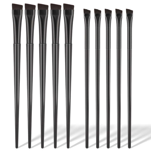 10 Pcs Angled Eyebrow Eyeliner Brush Set, Flat Eyebrow Brush Applicator, Fine Angled Eyebrow Tint Brush, Ultra Thin Angled Eyeliner Eyeshadow Eyeb...