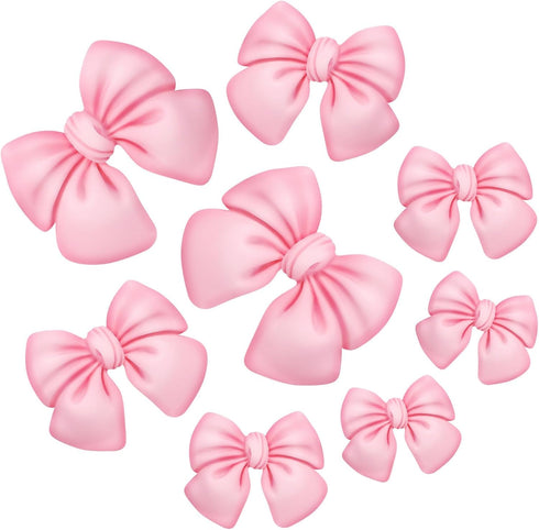 8Pcs Pink Bows Shoe Charms, DIY Bowknot Sandals Decorations, Pink Sandals Charms, Fashion Charms for Shoe, Easy to Install for Women Girl Party (R...