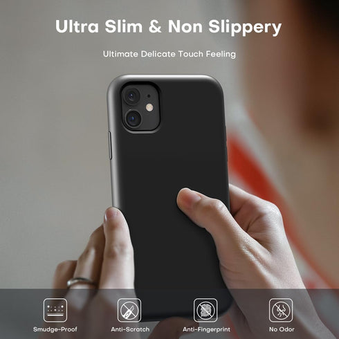 TOCOL for iPhone 11 Case, Slim Silicone Case for iPhone 11 6.1 Inch, Precise Fit, Anti-Slip, Drop Protection, Black...