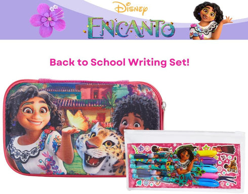 Innovative Designs Disney Encanto Pencil Case Set with Stickers and Gel Pens for Kids, Molded with Zip Closure, Pink...