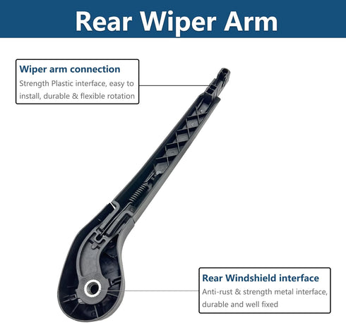 Rear Wiper Arm Blade Set Replacement for Ford Focus 2012-2018 Hatchback SE ST RS, Rear Windshield Wiper Arm Blade Set for Back Windshield Window, ...