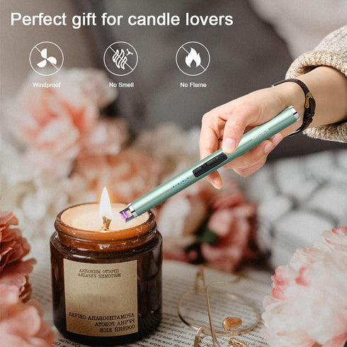 ARECTECH Rechargeable Electric Candle Lighter Arc Plasma Windproof Lighter for Candle Kitchen Birthday Gift for Mom Men Wife with Type-C Cable Gre...
