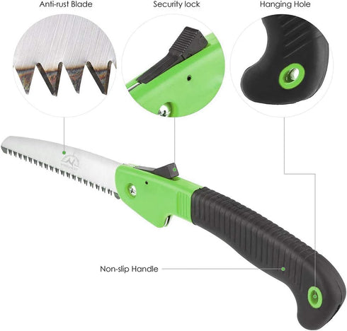 Folding Pruning Saw, 7"/180mm Sharp Hand Saw, Premium Secure Lock Comfort Soft Grip, Compact Sturdy Tree Saw, for Garden Branch Trimmer, Camping (...