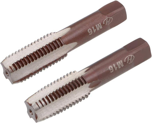 uxcell Metric Hand Tap M16 Thread 2 Pitch 4 Straight Flutes H2 Alloy Tool Steel Bottom & Taper Screw Tap Set Tapping Tools for Repairing 1 Pair...