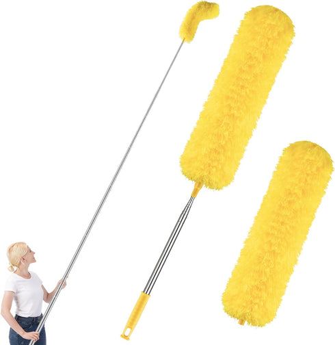 Dusters for Cleaning High Ceiling Fan, Newliton Microfiber Feather Duster with 30'' to 100'' Telescoping Extension Pole, Long Extendable Duster fo...