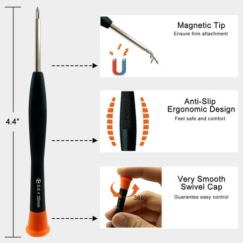 Screwdriver Set Compatible with iPhone Samsung Macbook, Phillips #000 1.5mm, P2 Pentalobe Screwdriver, Tri-point Y000, T2 T5 T6 Torx, Suction Cup,...