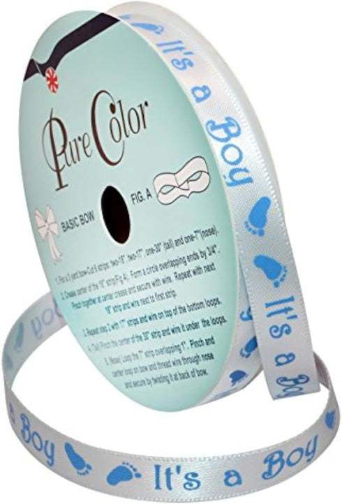 Morex Ribbon Special Occasions Ribbon: It's a Boy, Polyester, 3/8-Inch by 10-Yard, Light Blue, Item 90202/10-02...