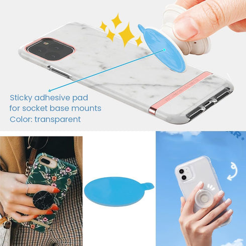 10 Pcs Clear Sticky Adhesive Pads for Socket Base Mount,Small Car Phone Holder,1.34“ Strong Stickness Transparent Double Sided Tapes for Collapsib...