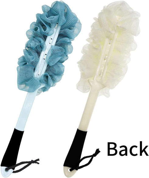 2 Pack Back Scrubber for Shower, Back Loofah with Non-slip Handle, Shower Loofah with Handle, Soft Loofah Sponge for Men Women Elderly Kids (2 Pac...