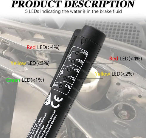 Brake Fluid Liquid Tester Pen, Auto Tester Tool, Car Diagnostic Testing Tool with 5 LED Indicators, DOT 3 DOT 4 DOT 5.1 Brake Fluid Tester Pen for...
