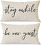 Pandicorn Farmhouse Pillow Covers 12x20 Set of 2 Stay Awhile Be Our Guest Pillow Rustic Decor Lumbar Pillow Covers Decorative Throw Pillows Cases ...