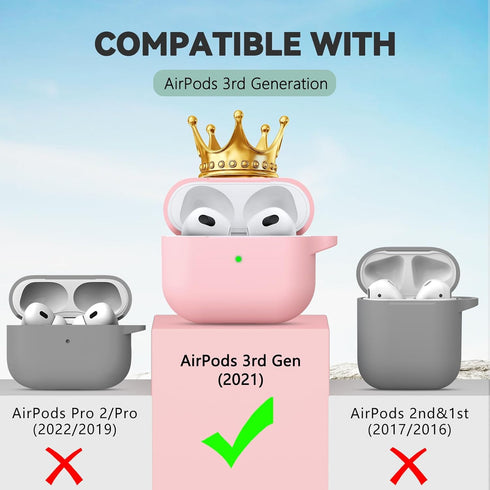 AirPods 3rd Gen Case Cover 2021 with Cleaner Kit,Soft Silicone Protective Case for Apple AirPods 3rd Generation Charging Case with Keychain,Shockp...