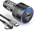 130W USB C Car Fast Charger with 100W Cable,PD 100W PPS 45W QC5 30W Cigarette Lighter Type C Charger for iPad Pro MacBook Pro Air Laptop iPhone 15...