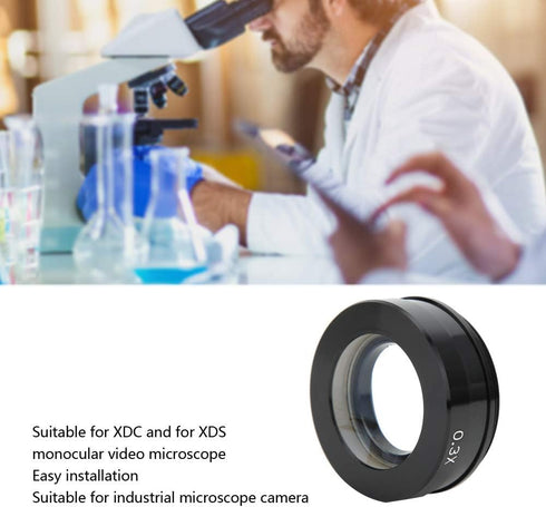 Replacement Camera Lens, Magnification 0.3X Microscope Lens, Black Metal C-Mount for XDC Microscope XDS Microscope...