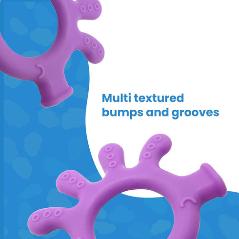 Silicone Finger Teether Toy - Handheld Teething Relief for Girls & Boys - Chew Toy - Stimulating & Soft Soothing Chew Toys - BPA Free (Purple)...
