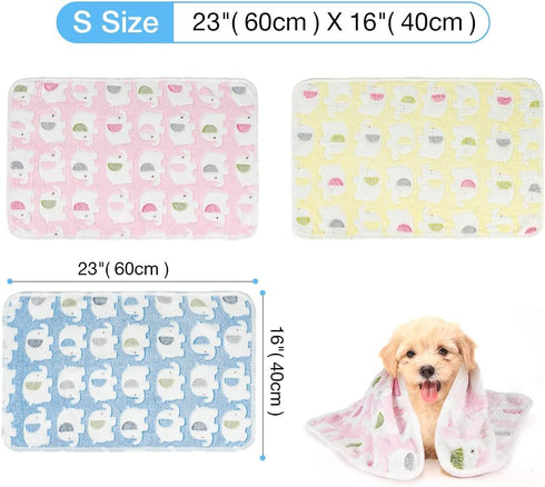Pet Soft 1 Pack 3 Blankets Dog Blankets Small - Fluffy Cats Dogs Blankets for Small Dogs, Cute Print Pet Throw Puppy Cozy Blankets 3 Pack (Elephan...