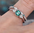 Yaya 925 Silver Halo Floral Art Deco Wedding Engagement Ring Round Cubic Zirconia Simulated Emeralds Bridal Stackable Ring Set for Women Size 6-10...