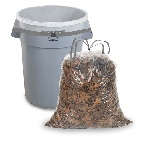 Ultrasac 39 Gallon 1.0 MIL Clear Drawstring Trash Bags - 33" x 40" - Pack of 70 - For Lawn & Leaf...