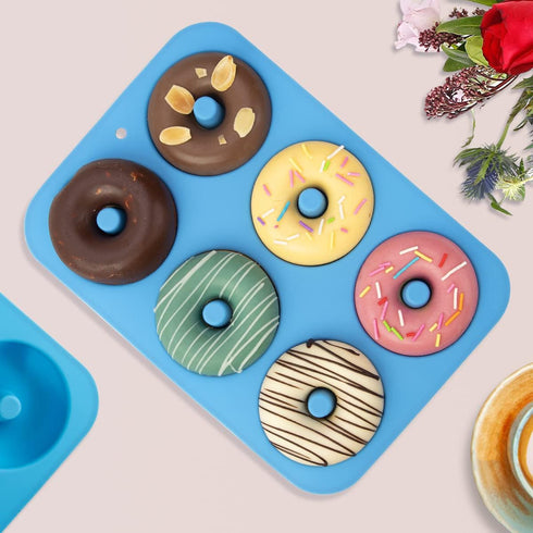 Silicone Donut Mold for 6 Doughnuts, Set of 2. Food Grade LFGB Silicone Bagels Baking Pan, Non-Stick, Dishwasher Safe, Heat Resistant and Microwav...