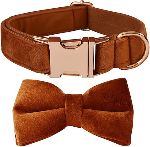 Bowtie Dog Collar, Velvet Dog Collars with Detachable Bowtie Metal Buckle, Soft Comfortable Adjustable Bow Tie Collars for Small Medium Large Dogs...
