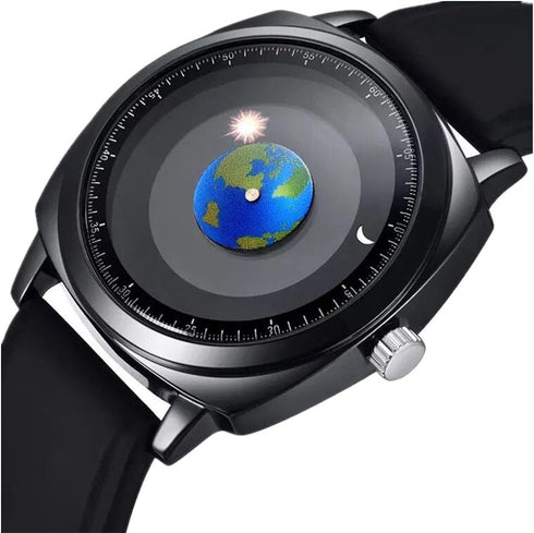 MINILUJIA 50M Waterproof Men World Map Watches Creative Starry Universe Earth Globe Moon Sun Rotating Eye-catching Personalized Cool Unique Mens W...