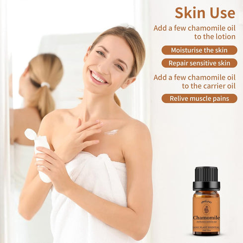 Yethious Organic Chamomile Essential Oil 100% Pure Aromatherapy Oils for Diffuser, Skin, Hair and Face, 10 Milliliters...