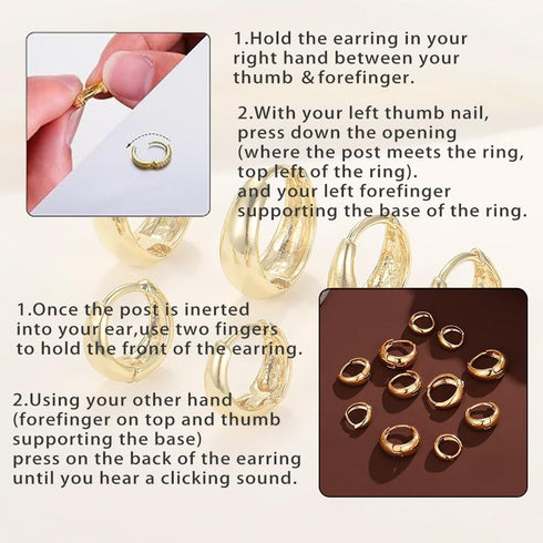 KISS WIFE 6 Pairs Small Hoop Earrings for Women, 14K Gold Plated Simple Dainty Huggie Hoop Earrings Set Lightweight Hypoallergenic Trendy Jewelry ...