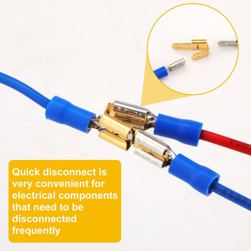 25pcs Electrical Double Male Female Adapter, Piggyback Spade Connectors to Single Female Brass 3 Way Adapter Dual Male Electrical Double Male Fema...