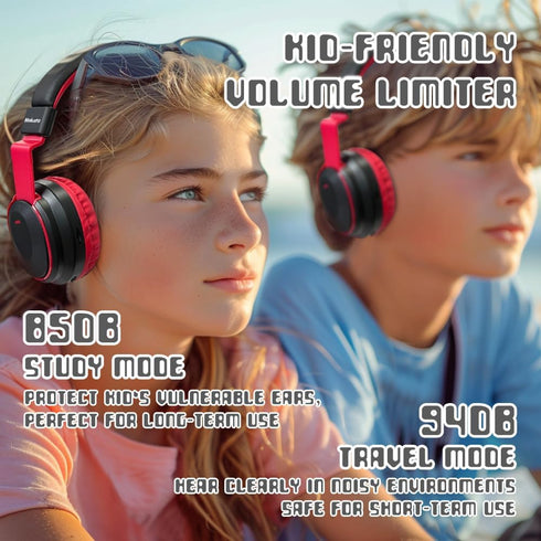 Kids Headphones Bluetooth 5.3 Wireless 60H Play Time Volume Limited 85/110dB Over Ear Foldable Headset with Cable Aux Mic for iPad Notebook Boy Gi...