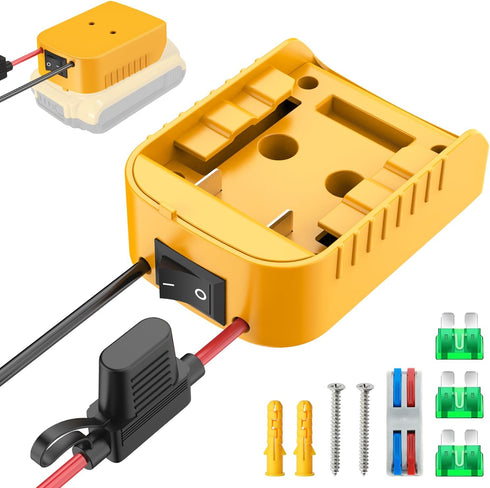 Power Wheels Adapter for Dewalt 20V Battery, Power Wheels Battery Converter Kit with Switch & Fuse & Wire Terminals & 12 AWG Wire for DIY (1-Pack)...
