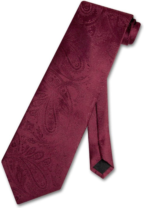 Vesuvio Napoli NeckTie BURGUNDY Color Paisley Design Men's Neck Tie...