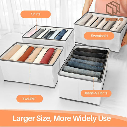 Wardrobe Closet Organizer and Storage for Clothes - 7 Grids Foldable Drawer Dividers Organizers for Jeans | Pants | Shirts | Leggings, Stackable C...