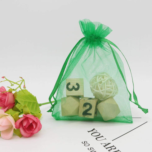 50 Pieces 5x7 inches Gift Wrap Bags Green, Organza Sheer Fabric,Drawstring Classy Present Bags for Baby Shower Favor,Candy,Christmas Favour,Sample...