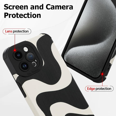 Case for iPhone 15 Pro Max 6.7" 2023 Wave Pattern Case, Soft TPU Bumper Silicone Glue Phone Case Cute Zebra Pattern Cover Designed for Female Girl...