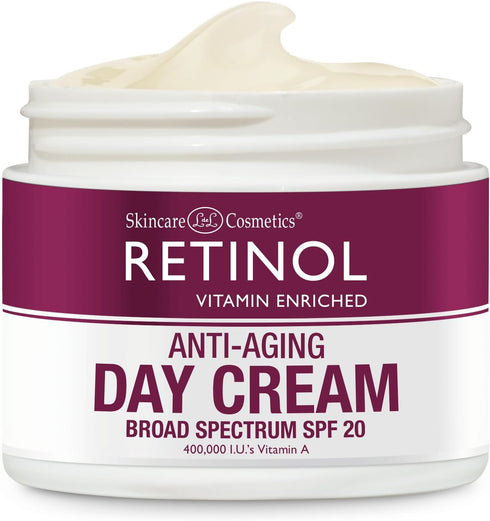 Retinol Skincare LdeL Cosmetics Day Cream Broad Spectrum SPF 20 Moisturizes & Reduces Look of Fine Lines – Provides Protection From Daily Sun Expo...