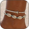 2 Pcs Shell Anklets for Women White Beaded Ankle Bracelets Adjustable Ankle Bracelets Summer Beach Jewelry for Teen Girls...